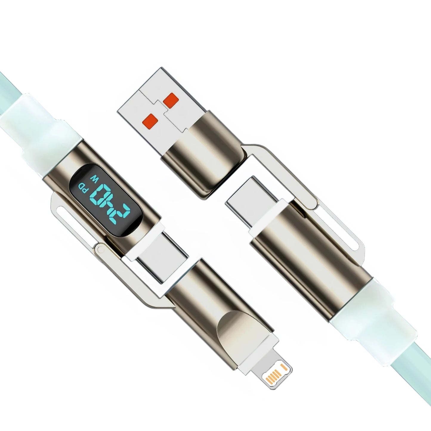 max240W 2 IN 2 PD USB to Type-C Fast Charge Cable LED Digital Display Celltphone Charge Data Line for iPhone 17 16 15 14 Xiaomi
