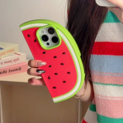 Cooling Watermelon 3D Soft Silicone Phone Case for iPhone 12/13/14/15/16 pro Max Funny Protective Back Cover Shell Skin Durable