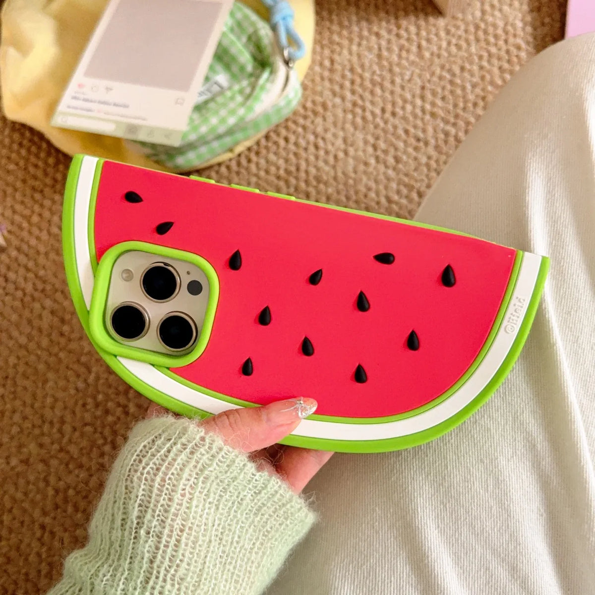 Cooling Watermelon 3D Soft Silicone Phone Case for iPhone 12/13/14/15/16 pro Max Funny Protective Back Cover Shell Skin Durable
