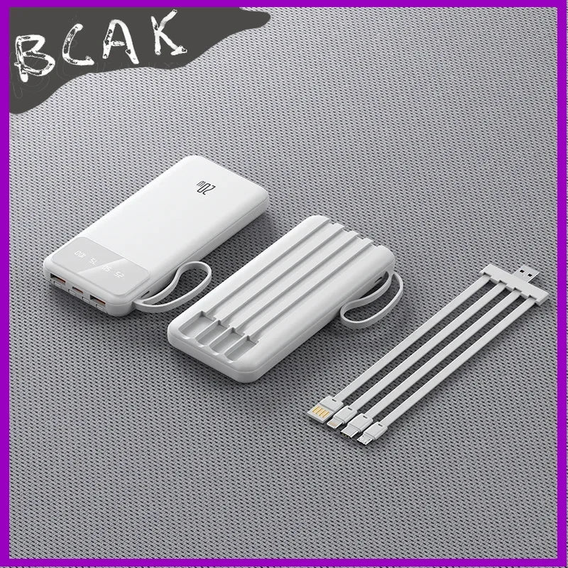 Bring Your Own Cable, Convenient New Style Power Bank 20000mAh, Large-capacity Fast Charging Mobile New Style Power Supply BCAK