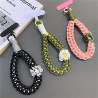 Hand Woven Wrist Strap Mobile Phone Hanging Rope Phone Flower Wrist Chain Travel Anti-theft Handheld Lanyard for Camera Bag