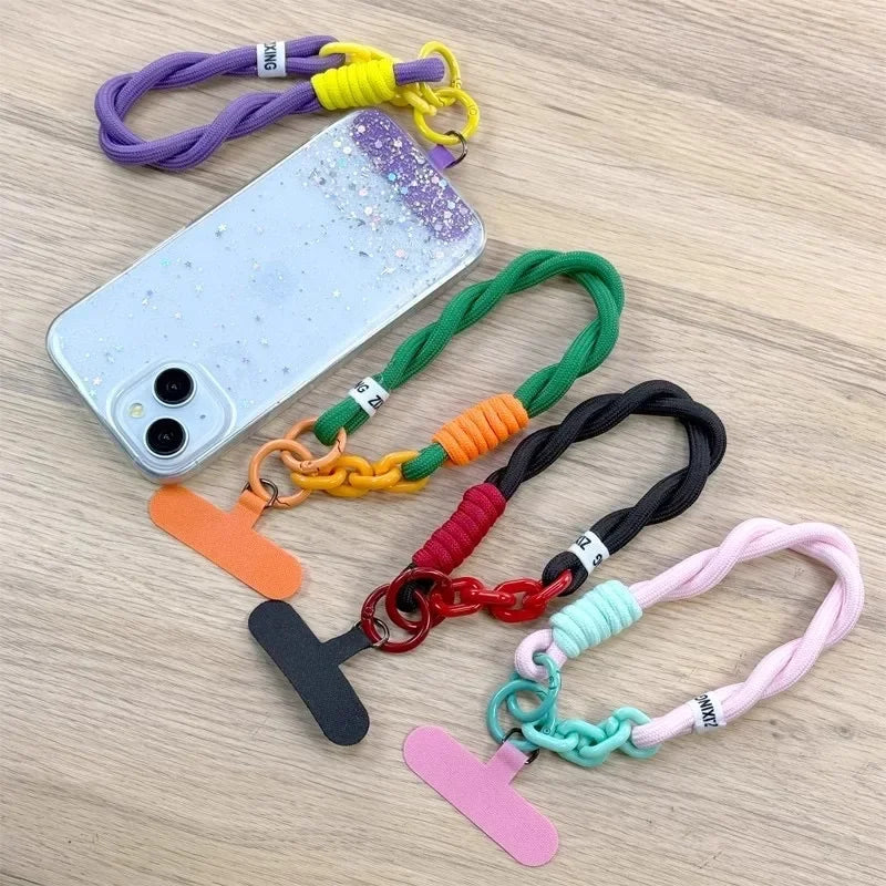 Mobile Phone Lanyard with Two Strands Simple Lanyard Short Wrist Lanyard Anti Loss Card Strip Style Universal Phone Case Strap