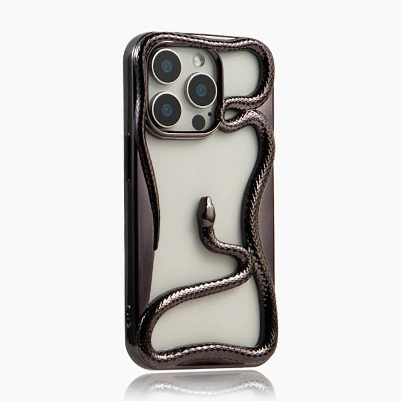 Luxury Hollow Out Snake Plating Matte Phone Case For iPhone 17 Air 16 15 14 Plus 13 12 11 Pro Max Heat Dissipation Back Cover
