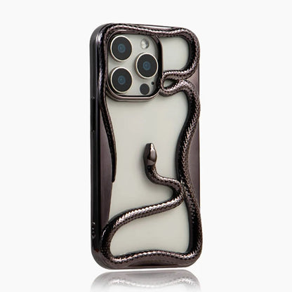 Luxury Hollow Out Snake Plating Matte Phone Case For iPhone 17 Air 16 15 14 Plus 13 12 11 Pro Max Heat Dissipation Back Cover