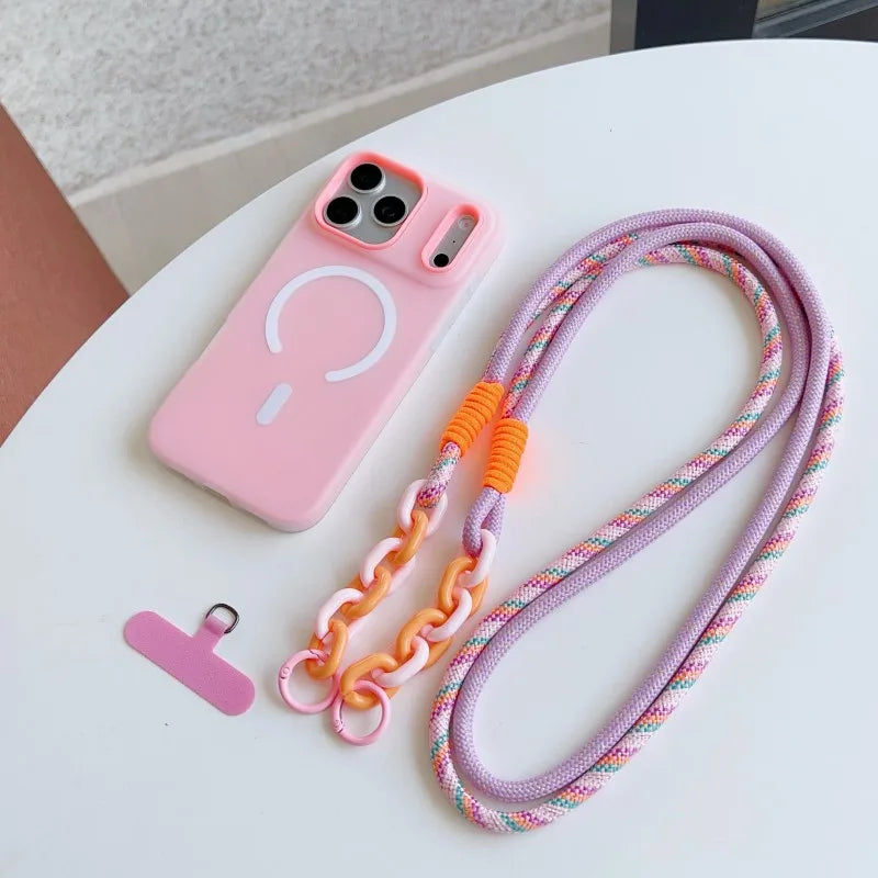 Magnetic Lanyard Case For iPhone 17 Pro Max 14 12 11 13 15 16 Plus 17 Air Shockproof Candy Crossbody Neck Cord Braid Strap Cover