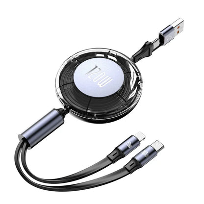 120W Retractable Fast Charging Cable,USB A/C To USB C/L Ports Multi Charger Cord for IPhone 17/16,Samsung Galaxy A17/S25