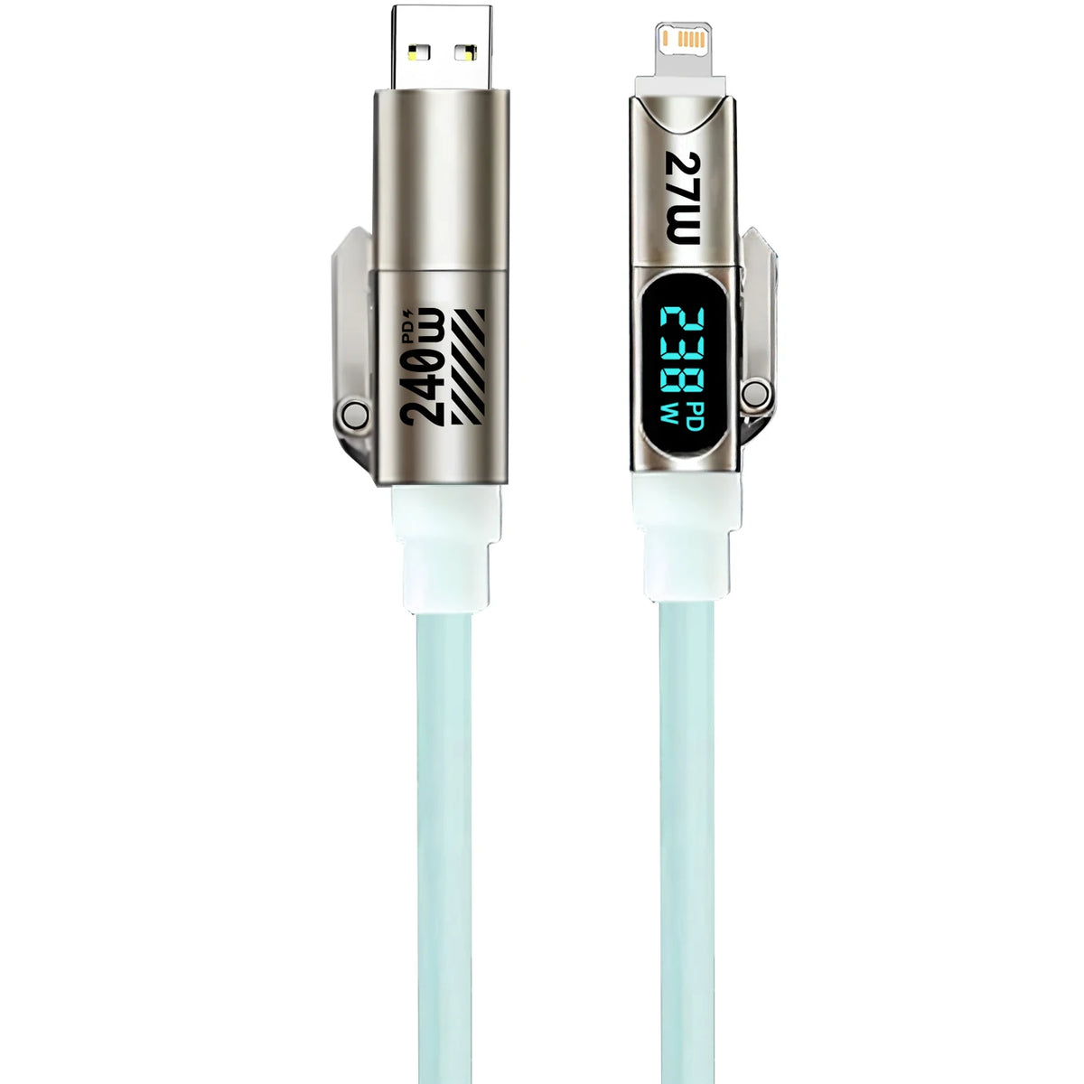 max240W 2 IN 2 PD USB to Type-C Fast Charge Cable LED Digital Display Celltphone Charge Data Line for iPhone 17 16 15 14 Xiaomi