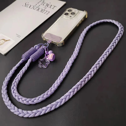 Splicing Long Rope Dopamine Mobile Phone Lanyard Card Crossbody Hanging Rope Cute Cartoon Pendant Phone Lanyards Chain