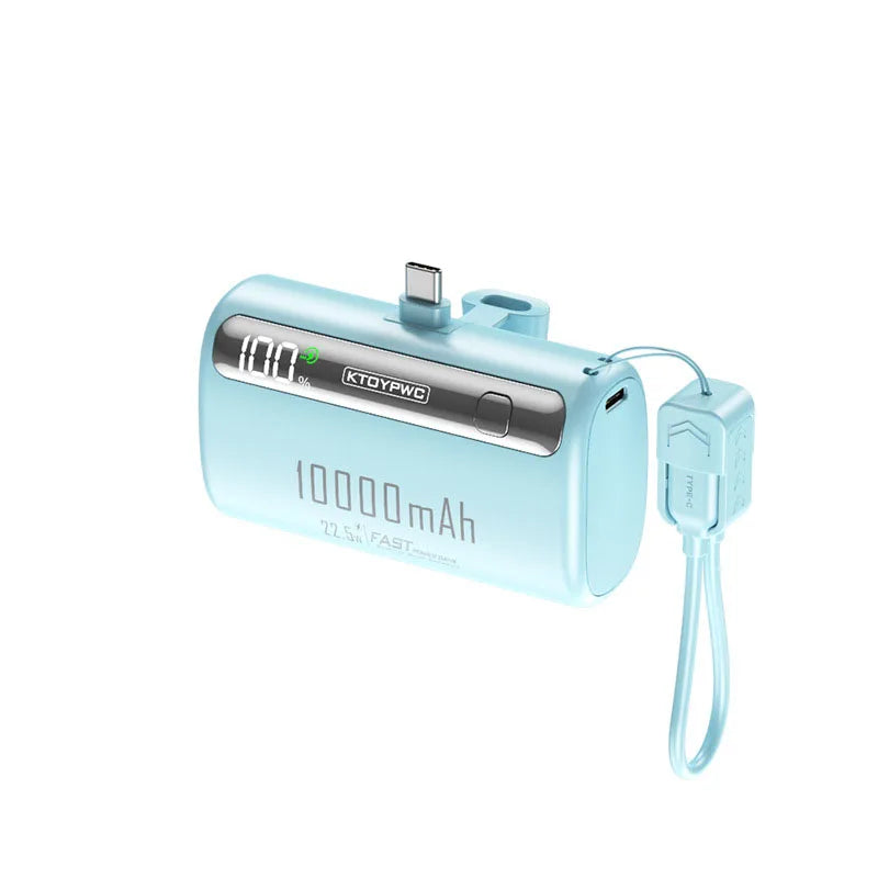 Mini Capsule Power Bank 10000mAh 22.5W Type-C Fast Charging Portable Charger External Battery For iPhone Xiaomi Samsung Huawei