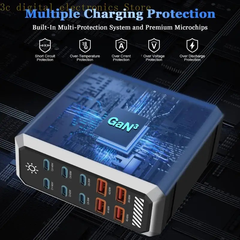 10CA 660W Chargers For Home And Office With GaNs Technology Multiple USB Port Fast Charging