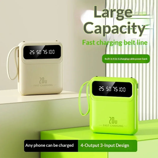 For Xiaomi mini built-in power bank with 20000 large capacity fast charging and portable power bank for iPhone and Samsung
