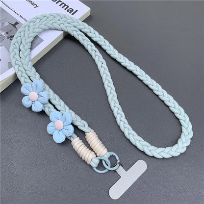 Creative Mobile Phone Universal Lanyard Crossbody Rope Long Cellphone Lanyard Shoulder Strap Flower Decoration Phone Accessories
