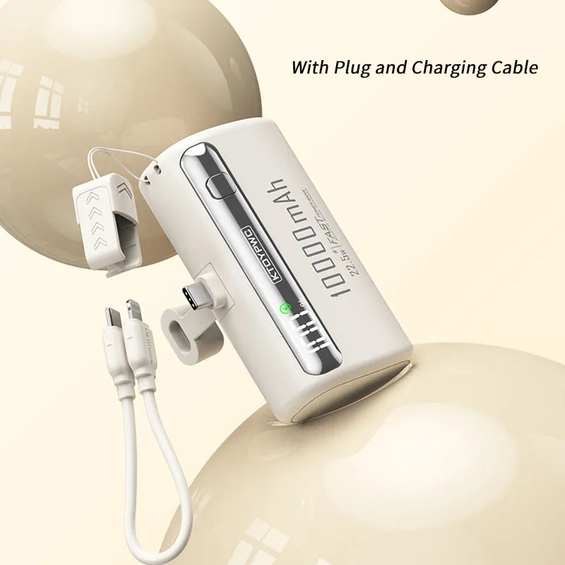Mini Capsule Power Bank 10000mAh 22.5W Type-C Fast Charging Portable Charger External Battery For iPhone Xiaomi Samsung Huawei
