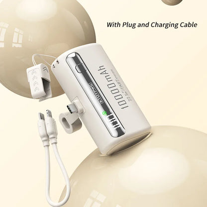 Mini Capsule Power Bank 10000mAh 22.5W Type-C Fast Charging Portable Charger External Battery For iPhone Xiaomi Samsung Huawei