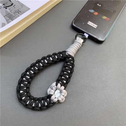 Hand Woven Wrist Strap Mobile Phone Hanging Rope Phone Flower Wrist Chain Travel Anti-theft Handheld Lanyard for Camera Bag