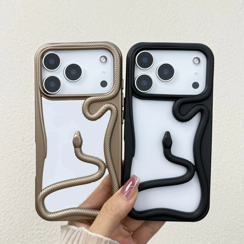 Luxury Hollow Out Snake Plating Matte Phone Case For iPhone 17 Air 16 15 14 Plus 13 12 11 Pro Max Heat Dissipation Back Cover