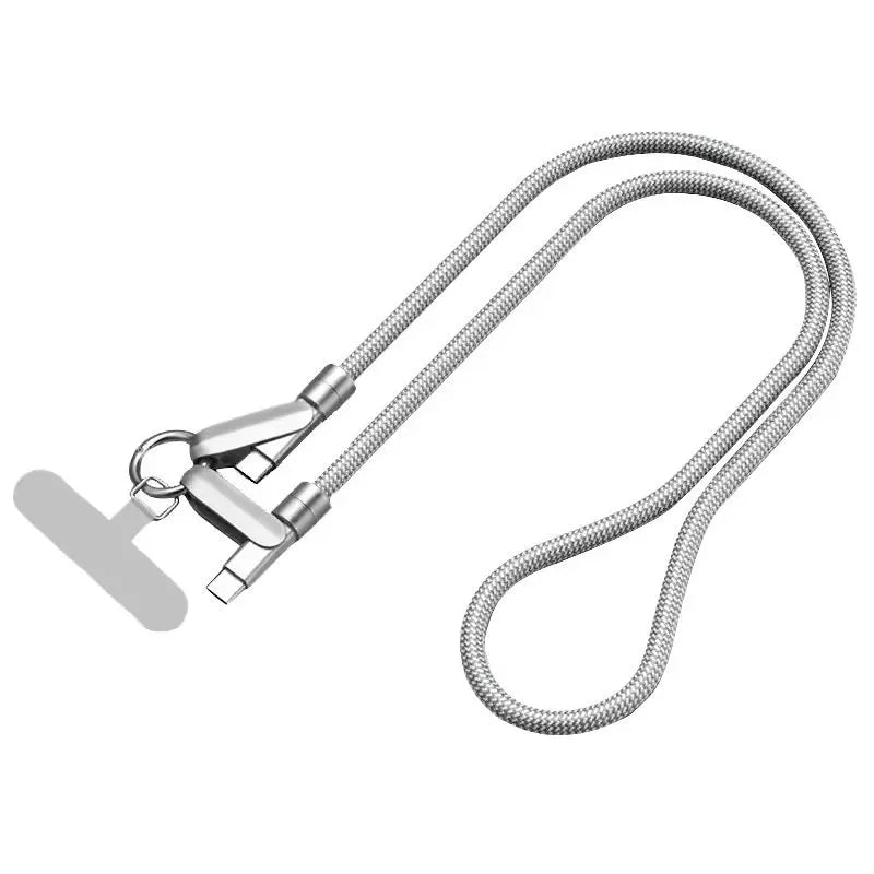 Lanyard data cable 2-in-1 dual-port adapter diagonal charging type c cable Fast charging data cable anti-loss anti-fall