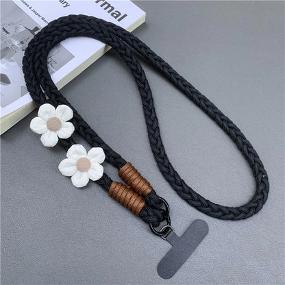 Creative Mobile Phone Universal Lanyard Crossbody Rope Long Cellphone Lanyard Shoulder Strap Flower Decoration Phone Accessories