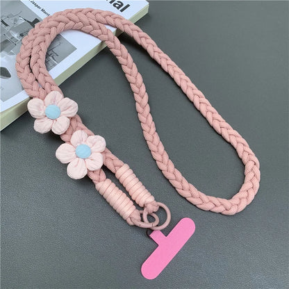 Creative Mobile Phone Universal Lanyard Crossbody Rope Long Cellphone Lanyard Shoulder Strap Flower Decoration Phone Accessories