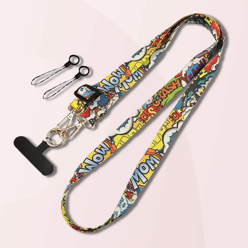 Long Crossbody Lanyard Retro Ethnic Style Adjustable Neck Phone Strap AntiLoss Nylon canvas Lanyard With Universal Clip Gaske