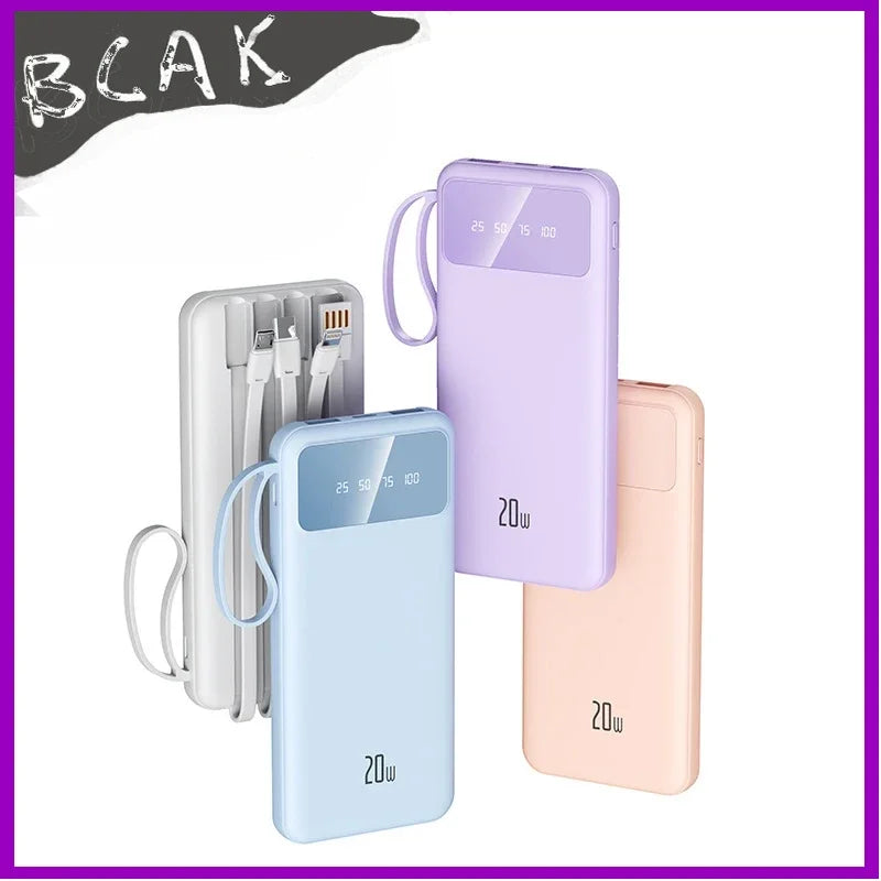 Bring Your Own Cable, Convenient New Style Power Bank 20000mAh, Large-capacity Fast Charging Mobile New Style Power Supply BCAK