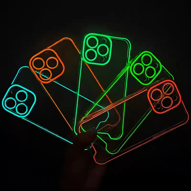 Night Lighting Soft Case For iPhone 17 Air 16 15 14 Plus 13 12 11 Pro Max Phone Luminous Clear Silicone Shockproof Cover Funda