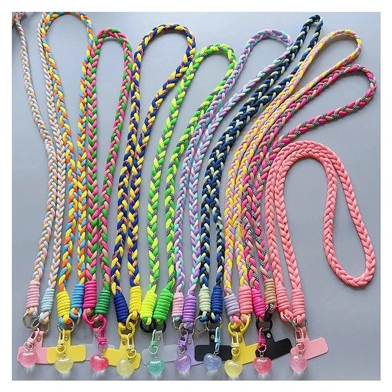 Cartoon Mobile Phone Universal Lanyard with Heart Pendant Crossbody Long Rope Lanyard Rope Cartoon Decorative Accessories