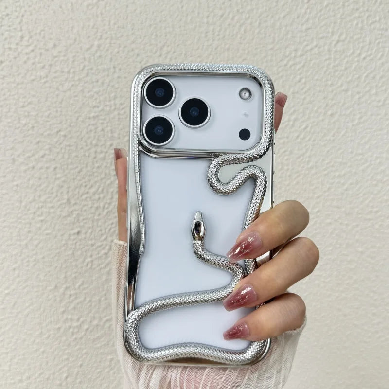 Luxury Hollow Out Snake Plating Matte Phone Case For iPhone 17 Air 16 15 14 Plus 13 12 11 Pro Max Heat Dissipation Back Cover