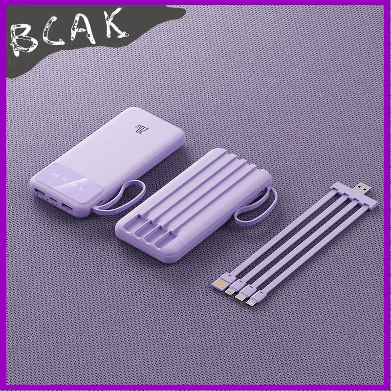 Bring Your Own Cable, Convenient New Style Power Bank 20000mAh, Large-capacity Fast Charging Mobile New Style Power Supply BCAK