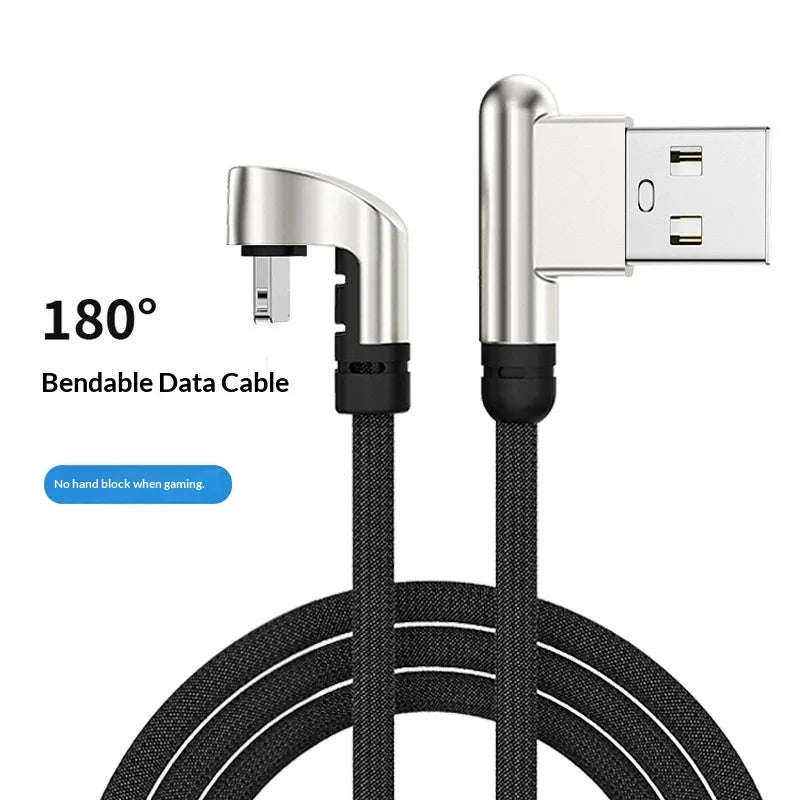 SELERWIN Dual Elbow Nylon Braided Usb 2 4 A Fast Charging Cable For Iphone Gaming Zinc Alloy Durable Mobile Phone Cord