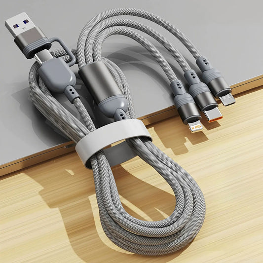 Multi USB Port 3 in 2 Charging Cable Type C & Micro Charger Cord for iPhone 17/16/15 Mobile Phone Wire