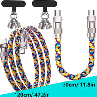 4 in 1 USB Type-C 240W Fast Charge Cable Type-C to Lightning Mobile Phone Lanyard PD27w Charging Cable for Xiaomi iPhone Oneplus