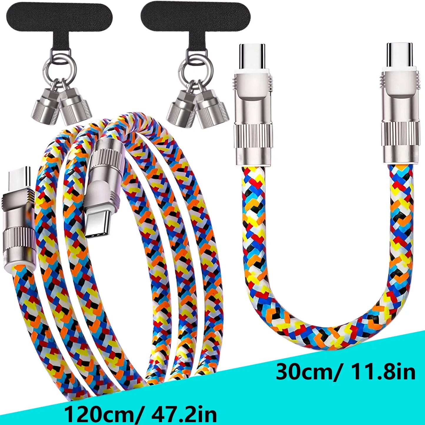 4 in 1 USB Type-C 240W Fast Charge Cable Type-C to Lightning Mobile Phone Lanyard PD27w Charging Cable for Xiaomi iPhone Oneplus