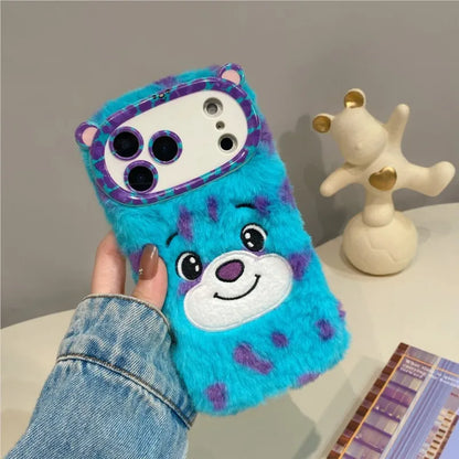 Disney Monsters Inc Sulley 3D Plush Phone Case with Fluffy Wrist Strap For Samsung Galaxy A14 A15 A16 A17 A05S A55 26 A36 A56