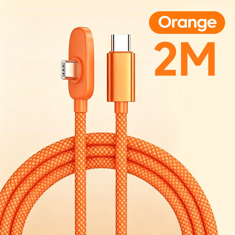 60w Dual Type-C Cable USB C to USB C Fast Charging Elbow Data Transmission Line For iPhone 15-17 Xiaomi Huawei Samsung Cellphone
