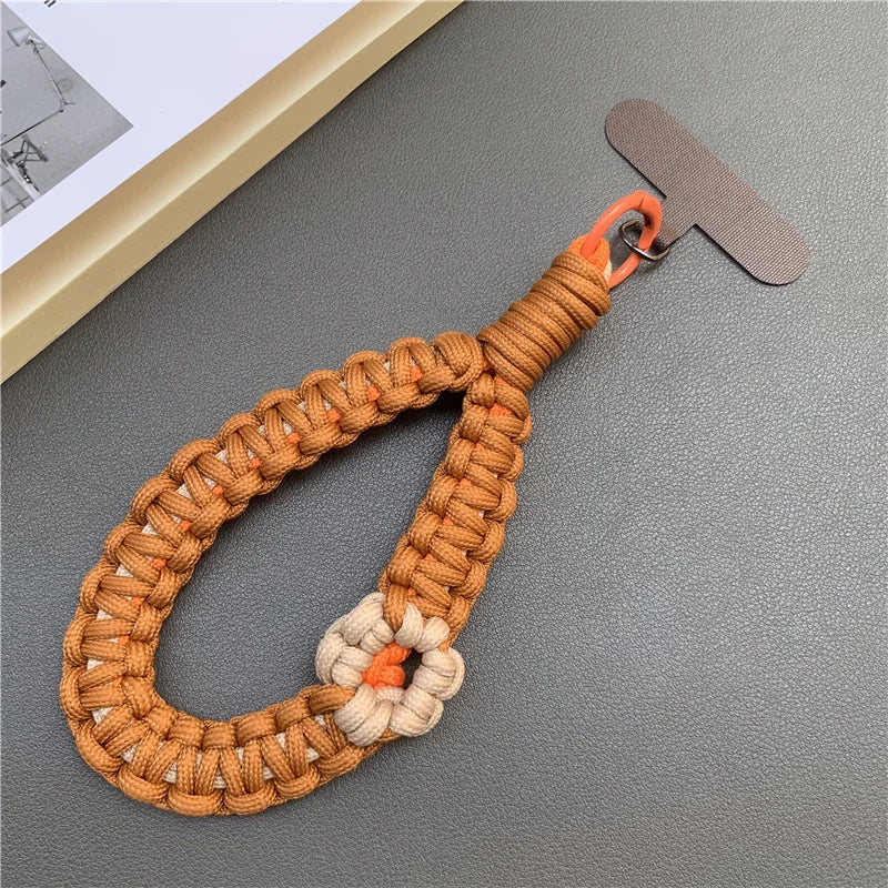 Hand Woven Wrist Strap Mobile Phone Hanging Rope Phone Flower Wrist Chain Travel Anti-theft Handheld Lanyard for Camera Bag