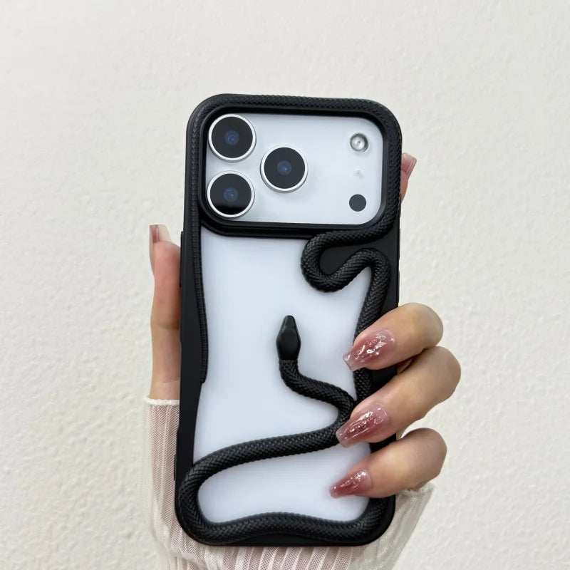 Luxury Hollow Out Snake Plating Matte Phone Case For iPhone 17 Air 16 15 14 Plus 13 12 11 Pro Max Heat Dissipation Back Cover