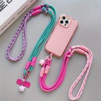 1pc Two-Tone Long Crossbody Phone Lanyard with Star Charm, Anti-Theft Color-Block Universal Lanyard, Lanyard for Cameras or Bags