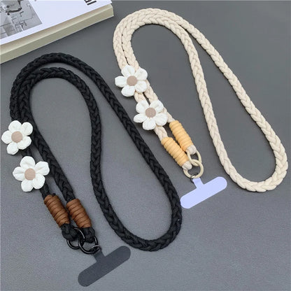 Creative Mobile Phone Universal Lanyard Crossbody Rope Long Cellphone Lanyard Shoulder Strap Flower Decoration Phone Accessories