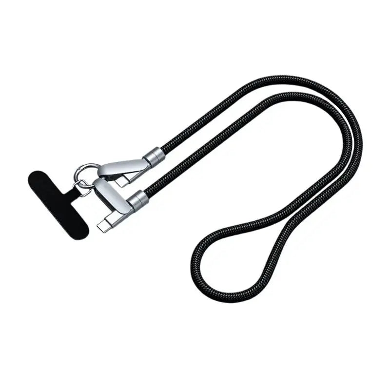 Lanyard data cable 2-in-1 dual-port adapter diagonal charging type c cable Fast charging data cable anti-loss anti-fall