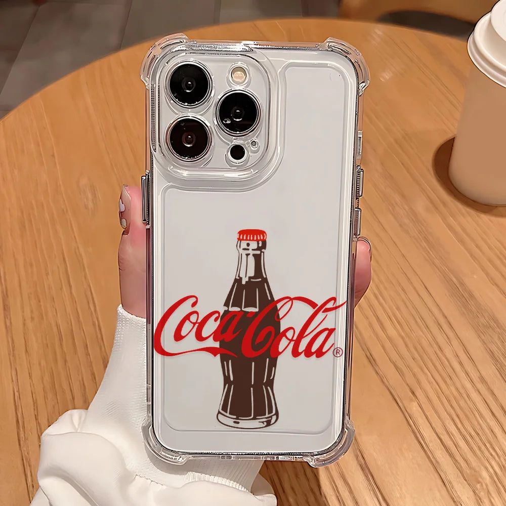 Beverage C-Coca-ColaS Phone Case For iPhone 17 16e 16 15 14 13 12 11 Mini Air Pro Max X XR XSMax 7 8 Plus Anti Fall Transparent