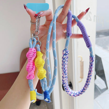 High-End Creative Hand-Woven Mobile Phone Universal Lanyard, Crossbody Long Rope, Seven-Color Shoulder Strap Anti-Loss Lanyard