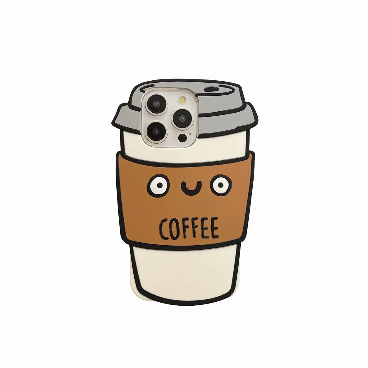 3D Cartoon Coffee Cup Phone Case for iPhone 17/16/15 Pro Max Back Protective Soft Silicone Cover