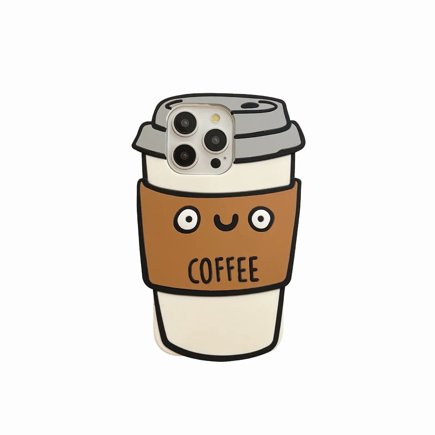3D Cartoon Coffee Cup Phone Case for iPhone 17/16/15 Pro Max Back Protective Soft Silicone Cover