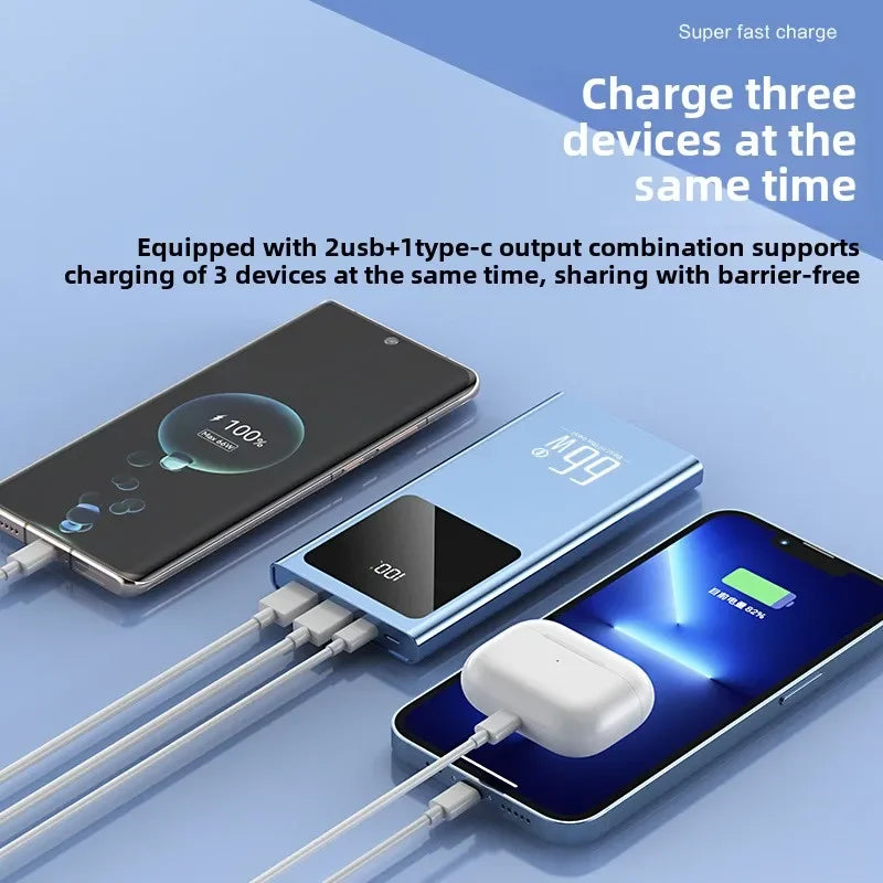 66W Super Fast Charging Comes with A Four-wire Power Bank 20000mAh Small BCAK Portable Mobile Power Supply