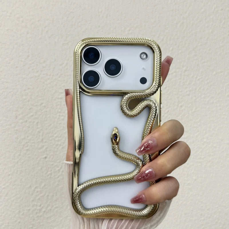Luxury Hollow Out Snake Plating Matte Phone Case For iPhone 17 Air 16 15 14 Plus 13 12 11 Pro Max Heat Dissipation Back Cover