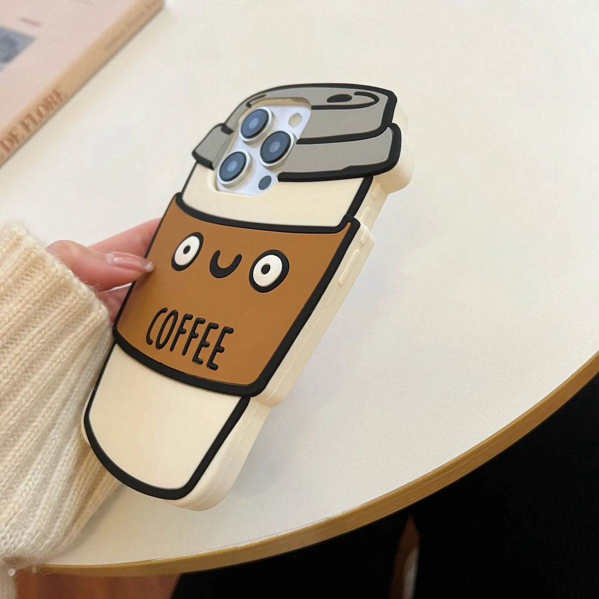 3D Cartoon Coffee Cup Phone Case for iPhone 17/16/15 Pro Max Back Protective Soft Silicone Cover