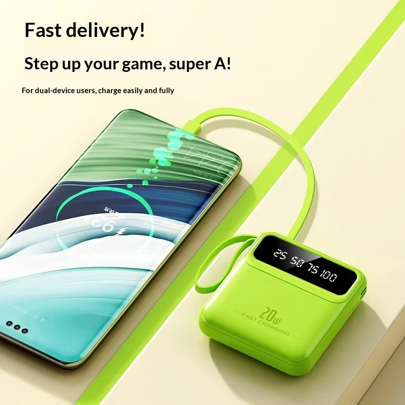 For Xiaomi mini built-in power bank with 20000 large capacity fast charging and portable power bank for iPhone and Samsung