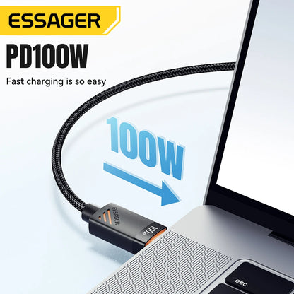 Essager 100W 3 in 1 USB C Charging Cable for Apple iWatch iPhone With Type C Lighting Multi-Charging Cable Magnetic Watch Charge