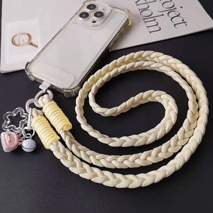 Splicing Long Rope Dopamine Mobile Phone Lanyard Card Crossbody Hanging Rope Cute Cartoon Pendant Phone Lanyards Chain